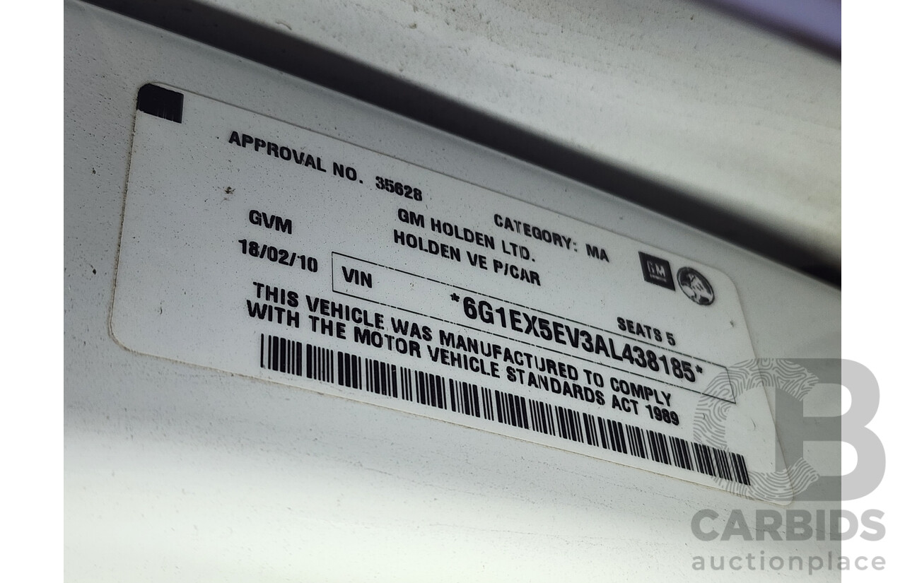 2/2010 Holden Calais  VE MY10 4d Sedan White 3.6L