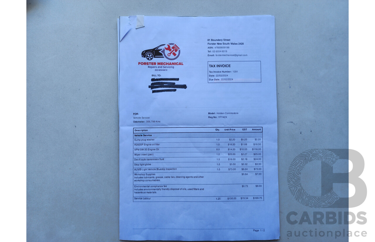 2/2010 Holden Calais  VE MY10 4d Sedan White 3.6L