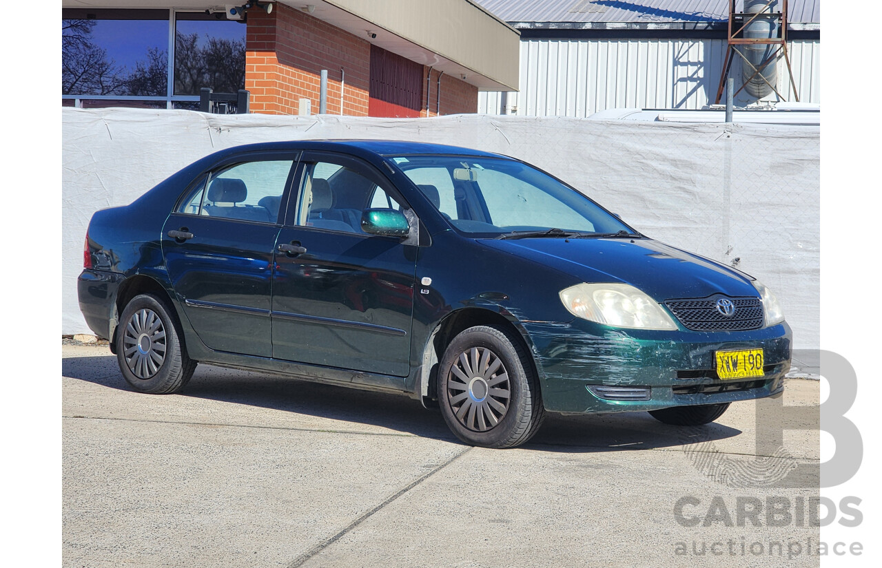3/2002 Toyota Corolla Ascent ZZE122R 4d Sedan Green 1.8L