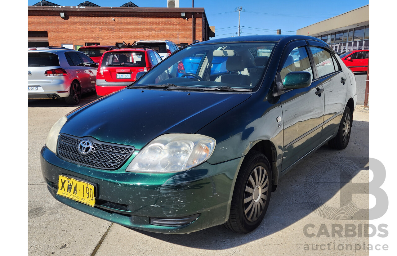 3/2002 Toyota Corolla Ascent ZZE122R 4d Sedan Green 1.8L