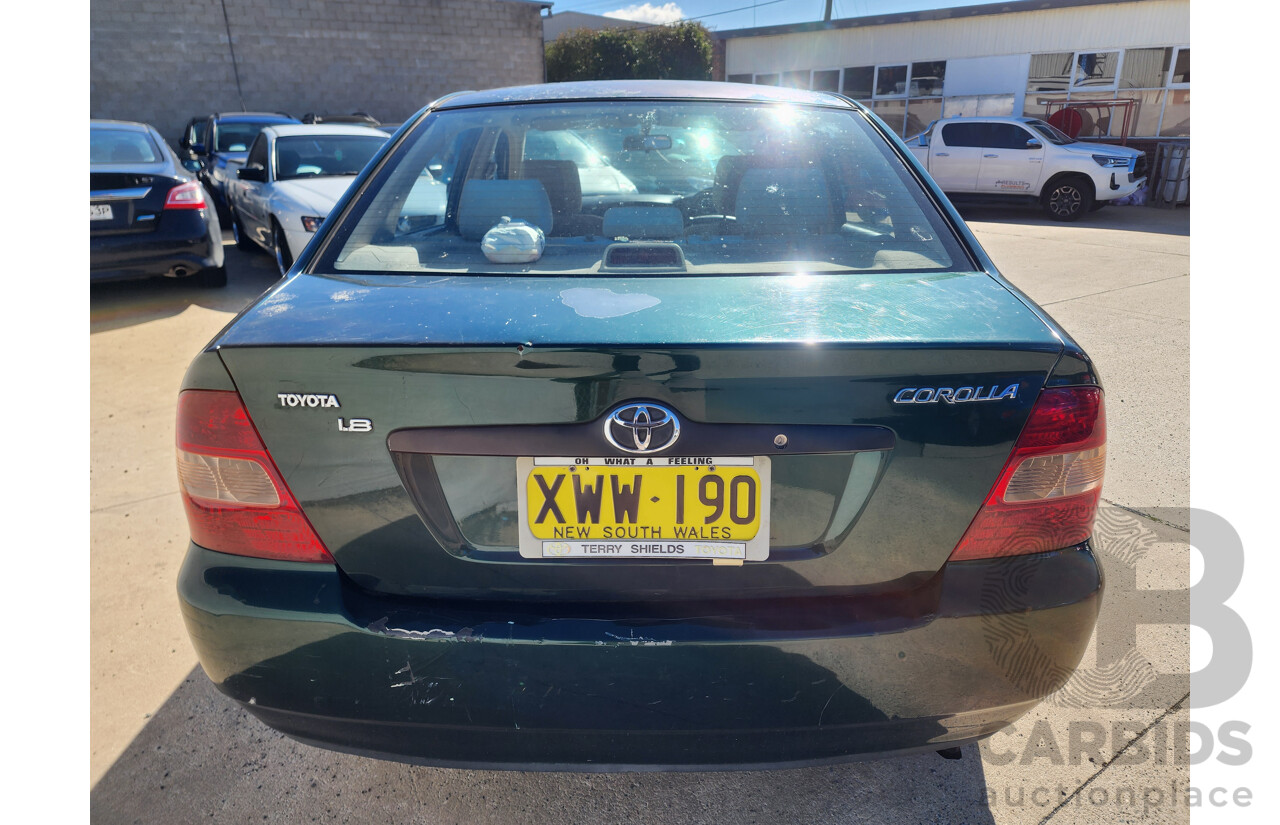3/2002 Toyota Corolla Ascent ZZE122R 4d Sedan Green 1.8L