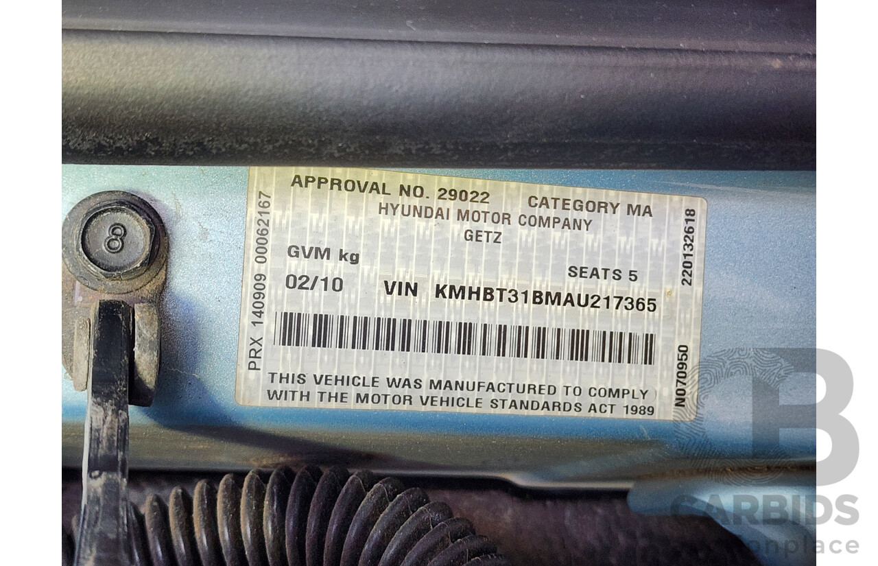 2/2010 Hyundai Getz SX TB MY09 3d Hatchback Blue 1.6L