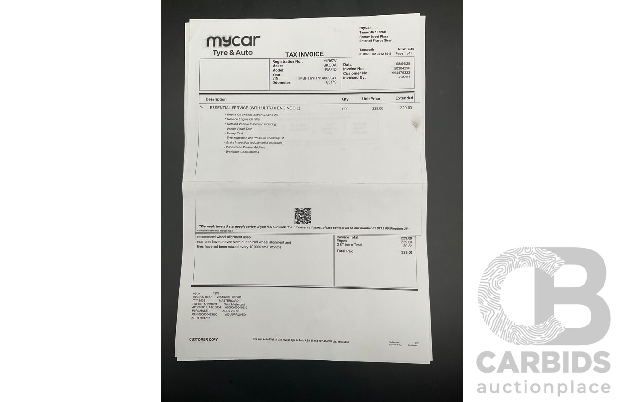 11/2018 Skoda Rapid Spaceback 92 TSI (FWD) NH MY19 4d Wagon Corrida Red Turbo 1.4L
