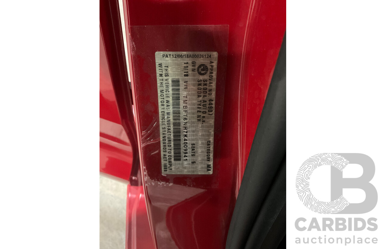 11/2018 Skoda Rapid Spaceback 92 TSI (FWD) NH MY19 4d Wagon Corrida Red Turbo 1.4L