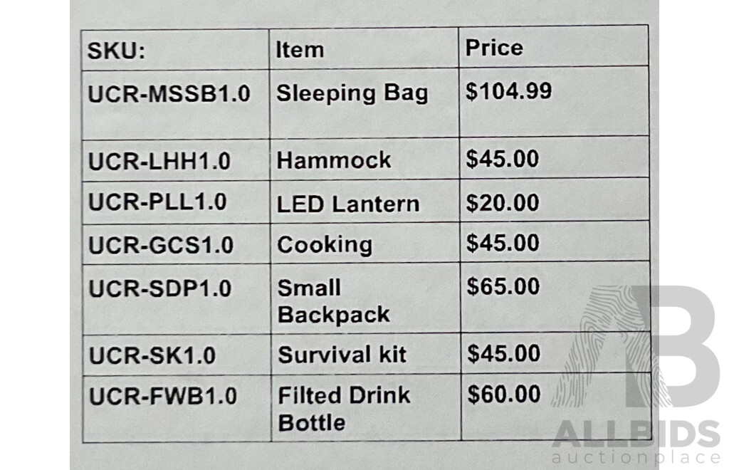 U.C.R Adventures Hiking Essentials Package 3 - ORP $ 384.99