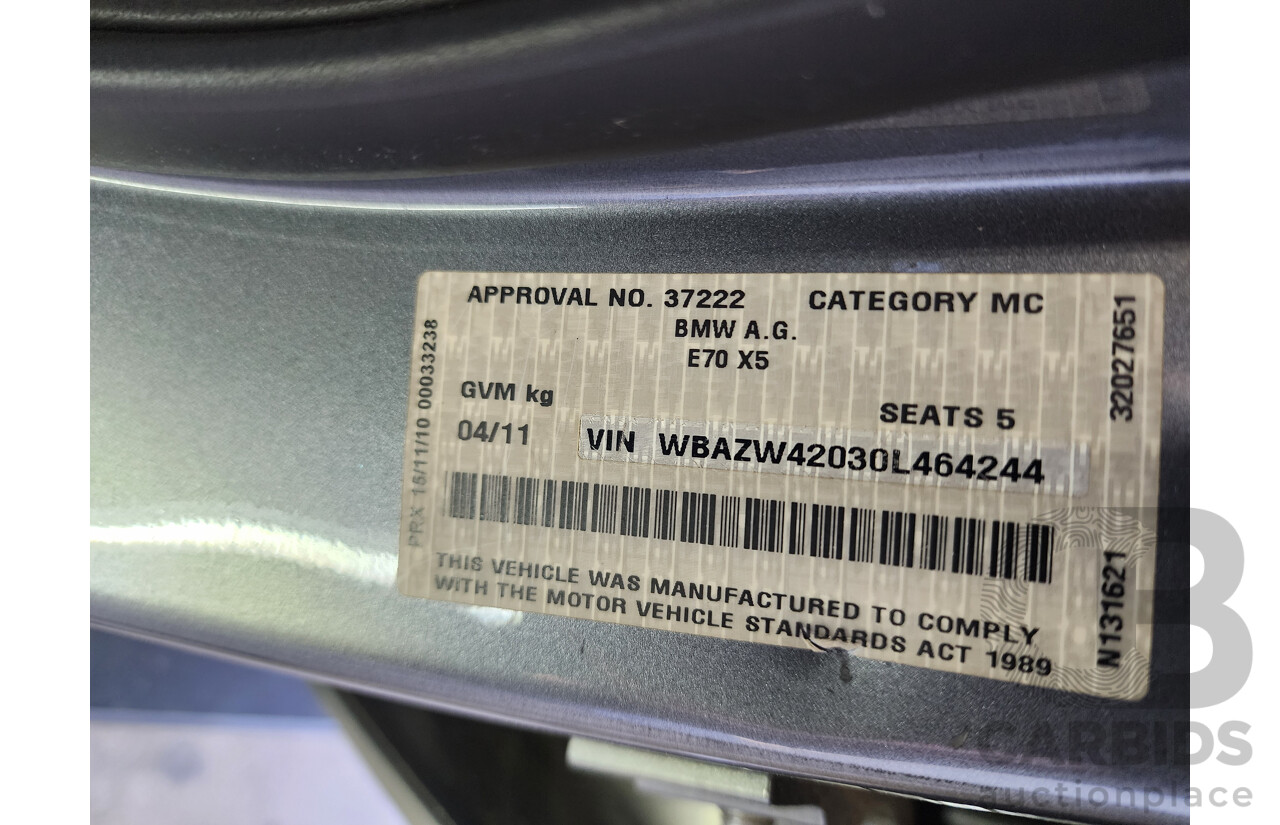 4/2011 Bmw X5 Xdrive 30d E70 MY10 4d Wagon Grey 3.0L
