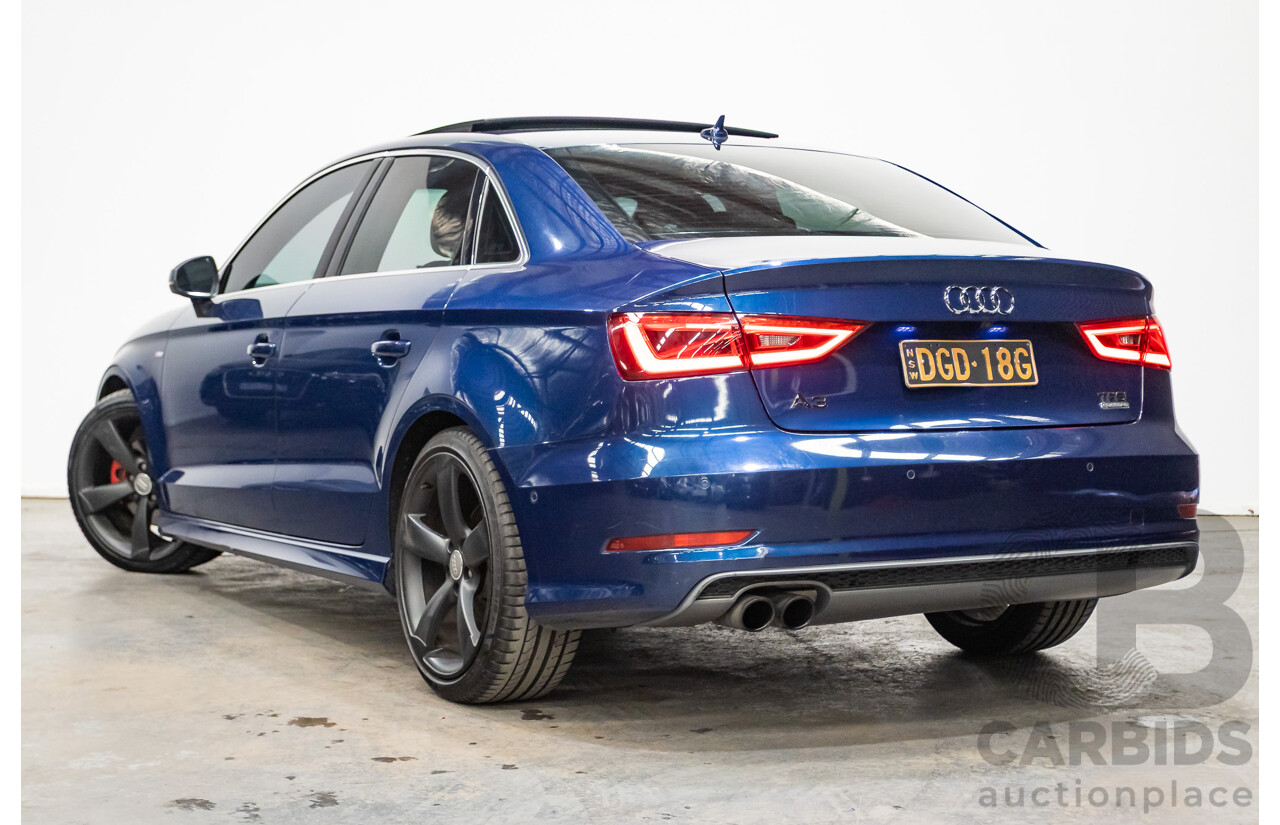 03/2016 Audi A3 1.8 TFSI Ambition Quattro (AWD) 8V MY16 4D Sedan Scuba Blue Metallic Turbo 1.8L