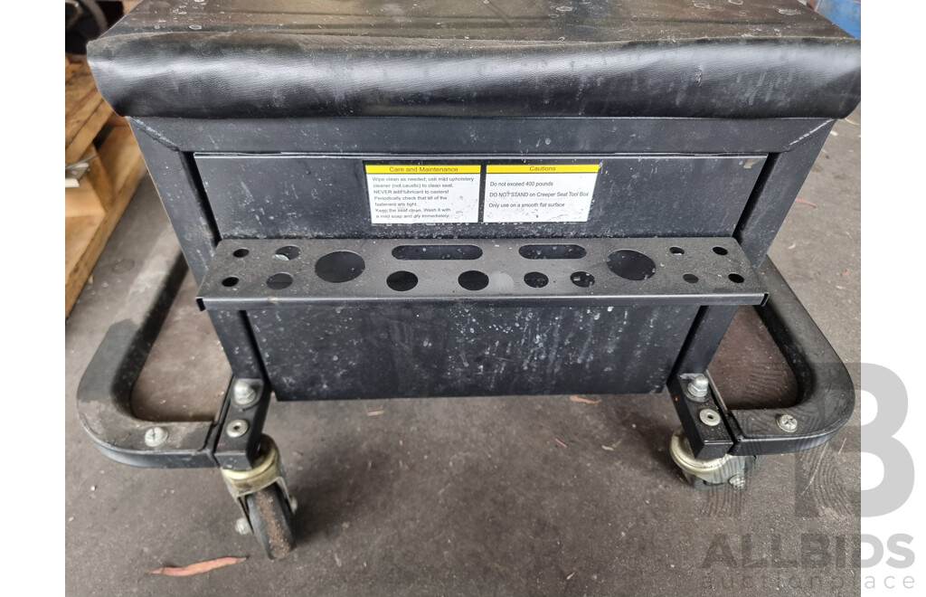 Assorted Job Lot - Wheeled Toolbox Padded Seat & Limited Edition Snap-On Mechanics Wheeled Lay-down Creeper ETC