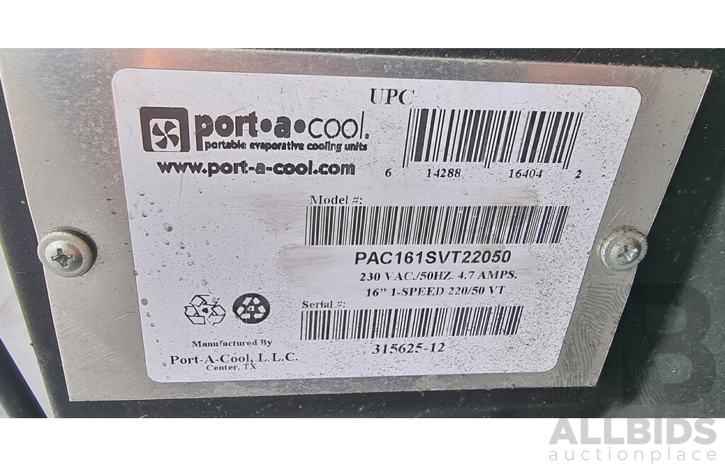 Portacool Wheeled Industrial Water Cooled Blower