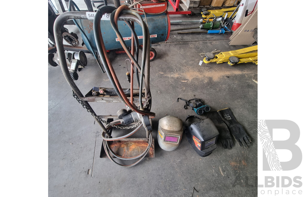 Assorted Job Lot - Portable Oxy/Acetylene Trolley with Attachments ETC