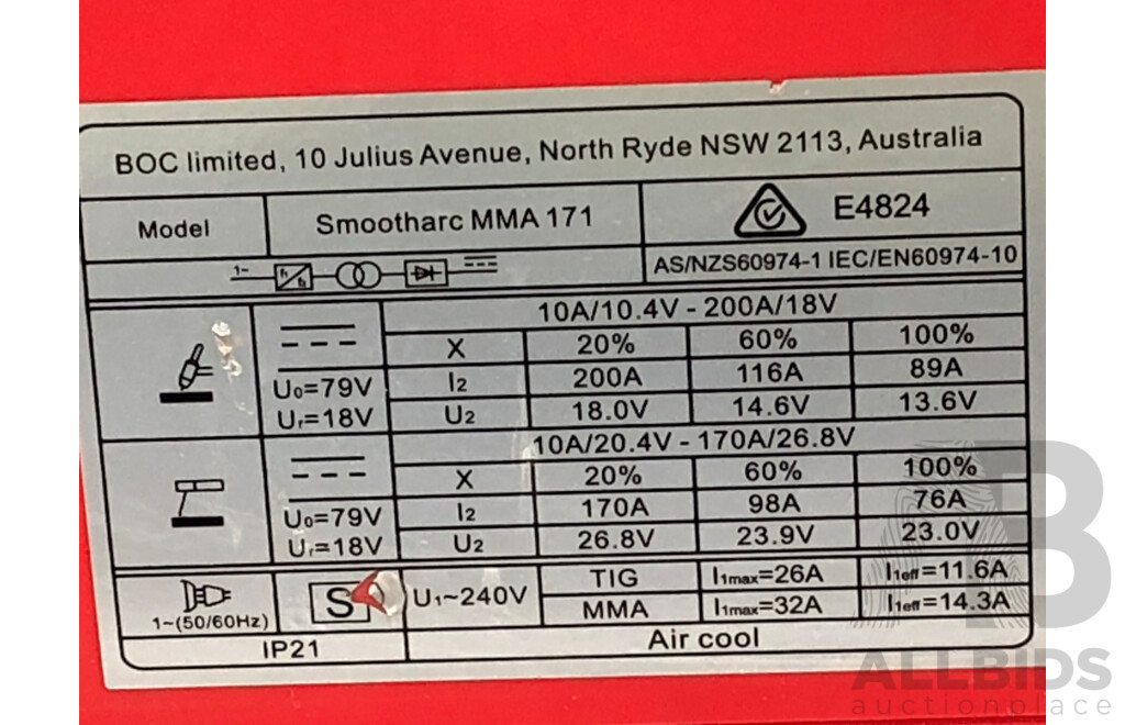 BOC Smootharc 171 VRD MMA Welder