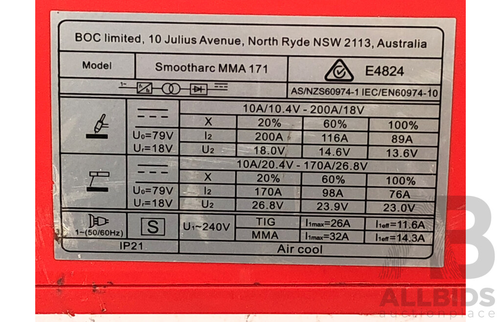BOC Smootharc 171 VRD MMA Welder