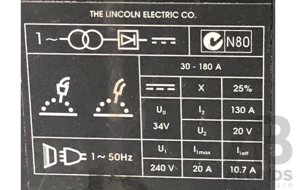 Lincoln Electric Power Mig 180c Mig Welder