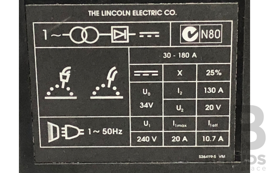 Lincoln Electric Power Mig 180c Mig Welder