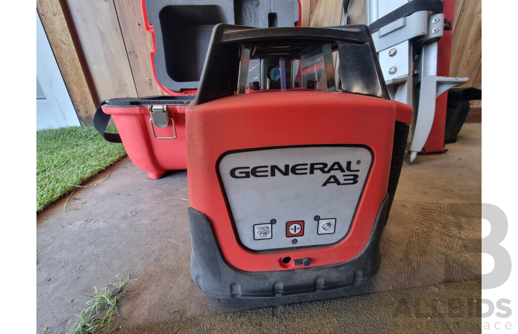 Assorted Job Lot - General A3 Pro Rotary Laser Level, Tripod, Crossliner & Powerline ETC