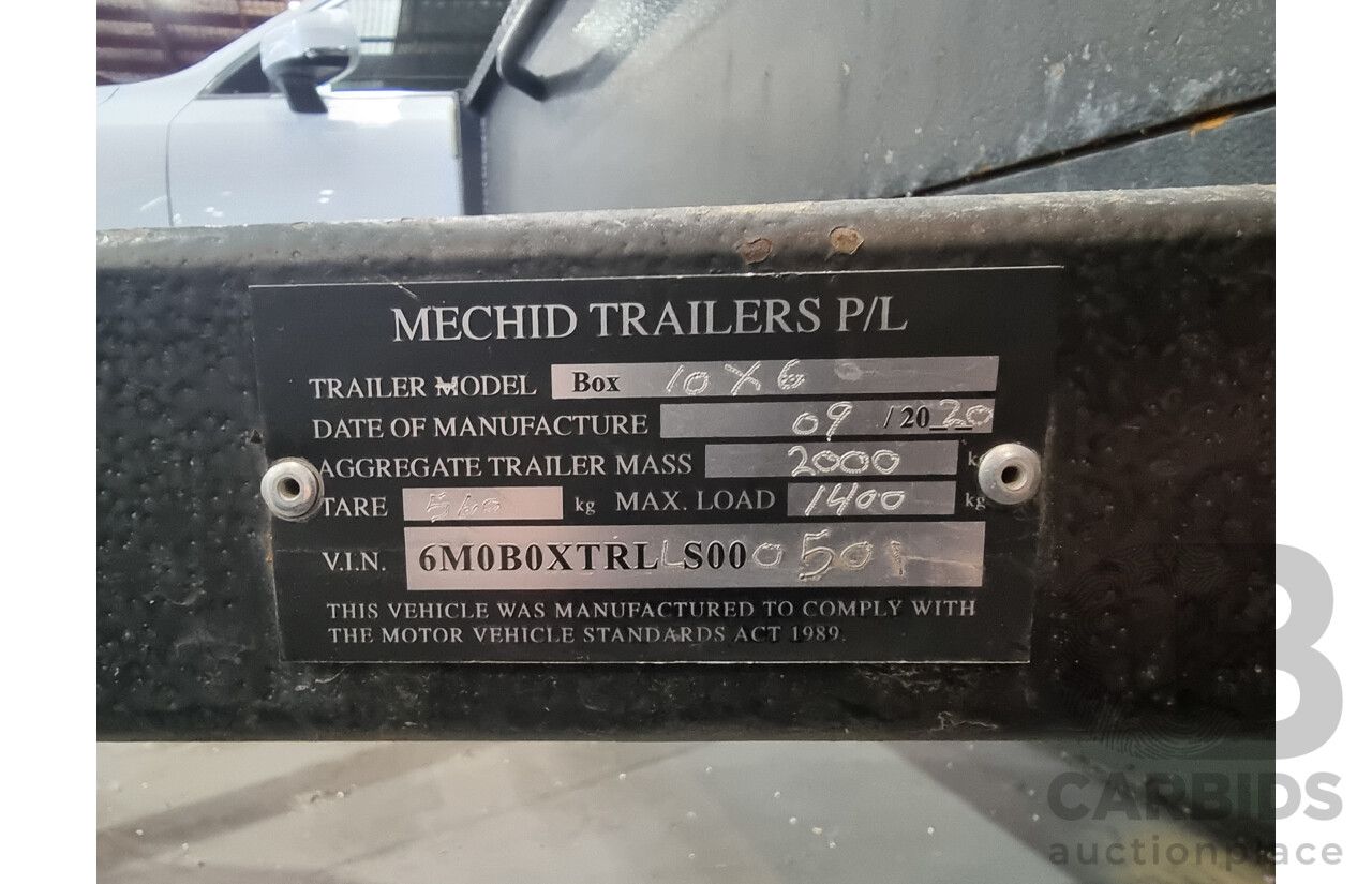 09/2020, MechID Dual Axle10x6 Box Trailer with Swinging Tail Gate & Inbuilt Loading Ramps