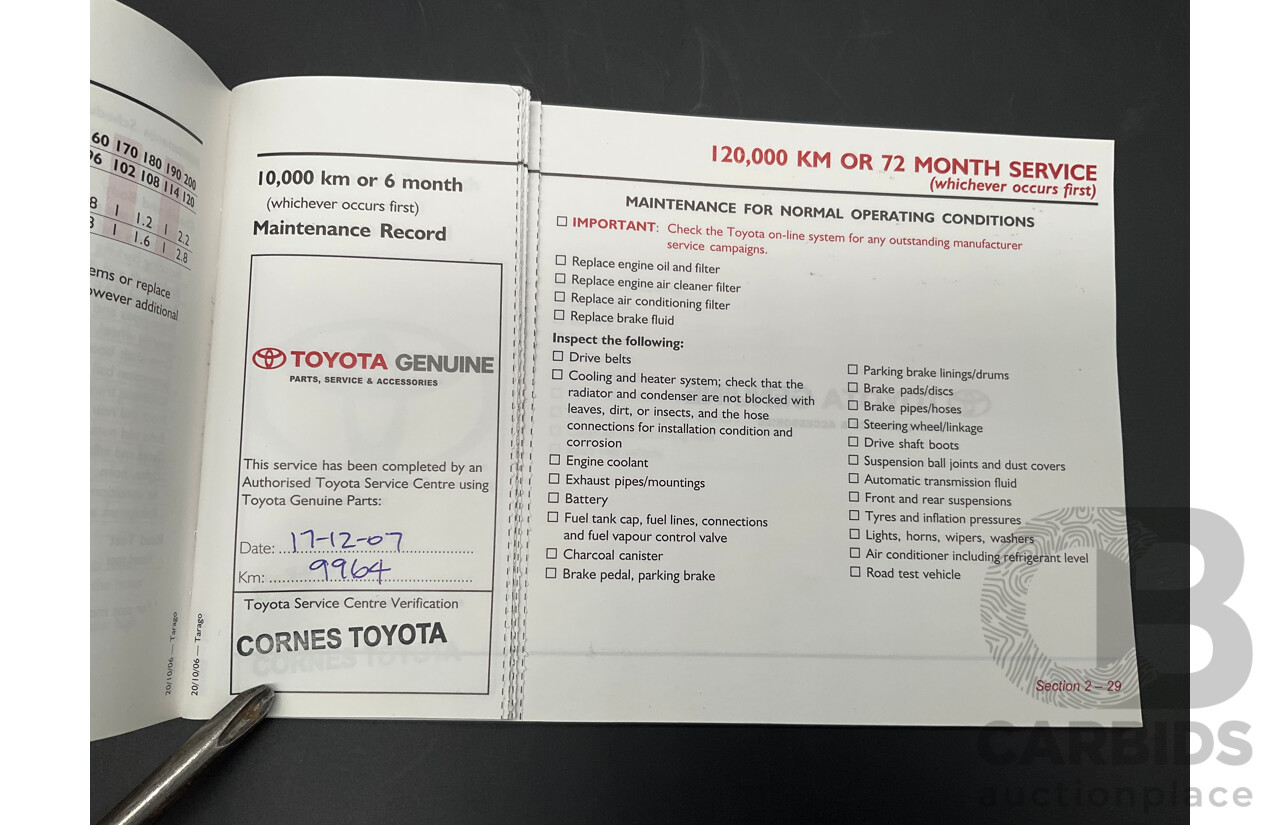 4/2007 Toyota Tarago GLi V6 GSR50R 4d Wagon Silver Pearl V6 3.5L - 8 Seater