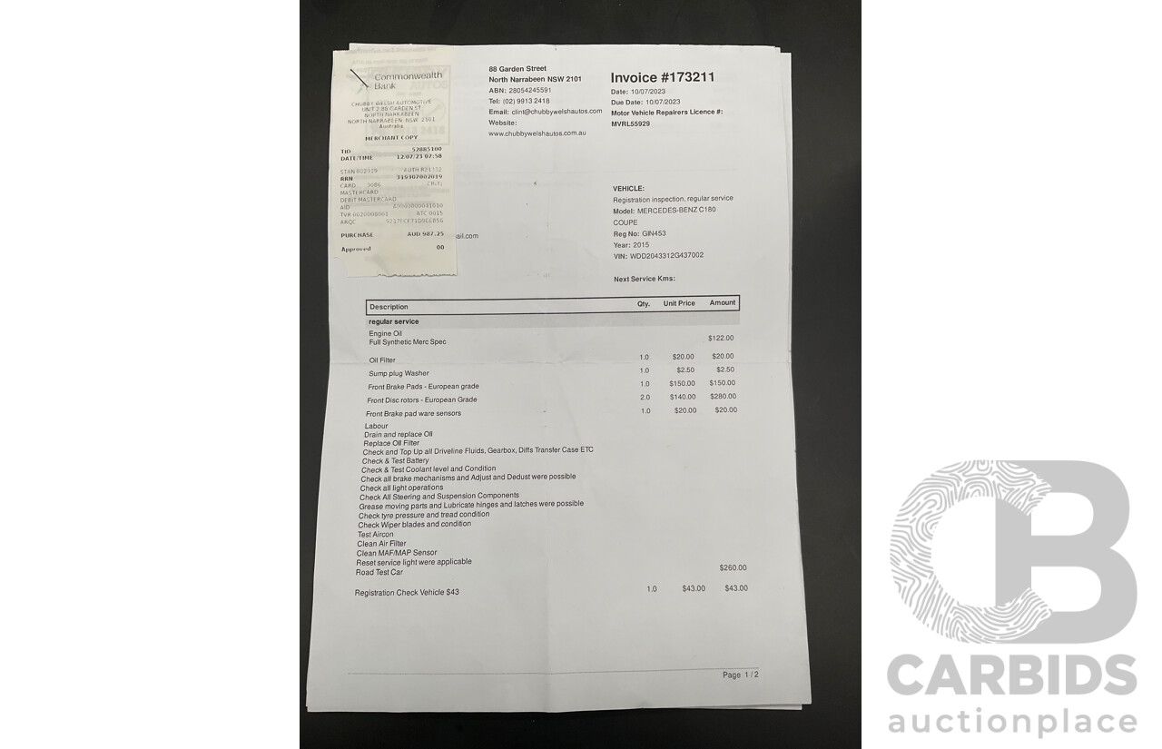 7/2015 Mercedes-Benz C180 W204 MY14 2d Coupe Palladium Silver Metallic Turbo 1.6L