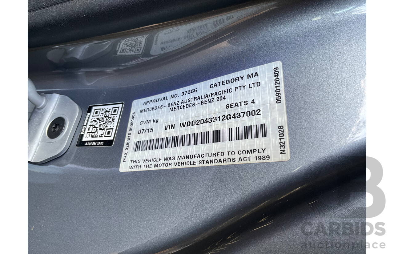 7/2015 Mercedes-Benz C180 W204 MY14 2d Coupe Palladium Silver Metallic Turbo 1.6L