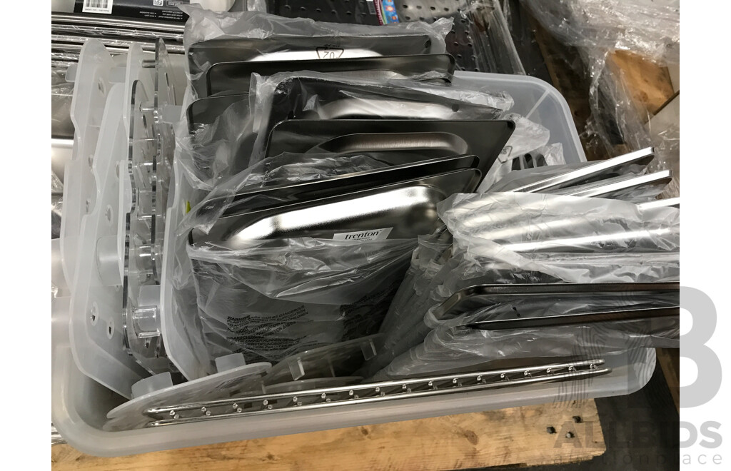 Pallet Lot of Assorted Catering Food Pans, Trays, Lids, and More