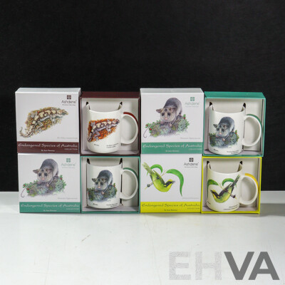 Collection of Four Ashdene Fine Bone China Endangered Species of Australia Mugs, All New in Original Boxes (4)
