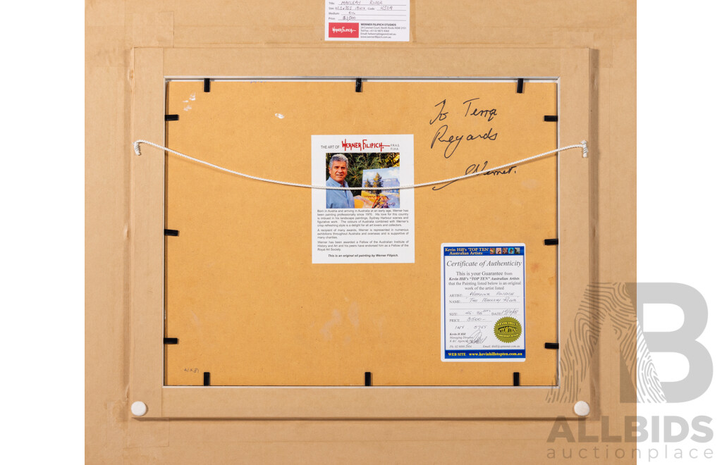 Werner Filipich (20th Century, Austrian-Born Australian), Macleay River, Wonderful Original Oil on Canvas Board, 56 x 66 cm (frame)