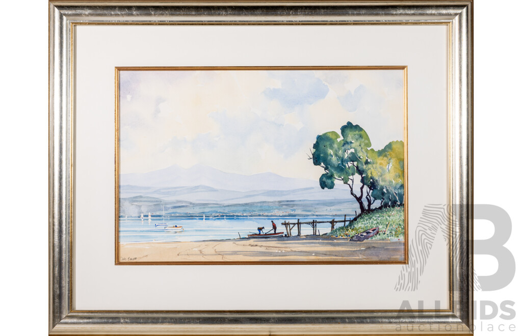 Dale Elliott, (20th Century, South African, 1946-2021), Fishermen at Work, Absolutely Wonderful Original Watercolour, 70 x 89 cm (frame)