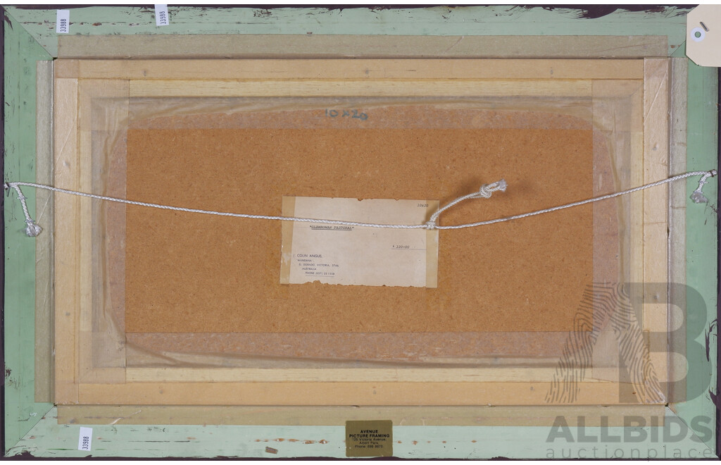 J Colin Angus (20th Century, Australian, 1907-2002) Glenrowan Pastoral (1982), Original Oil on Board, 44 x 69 cm (frame)