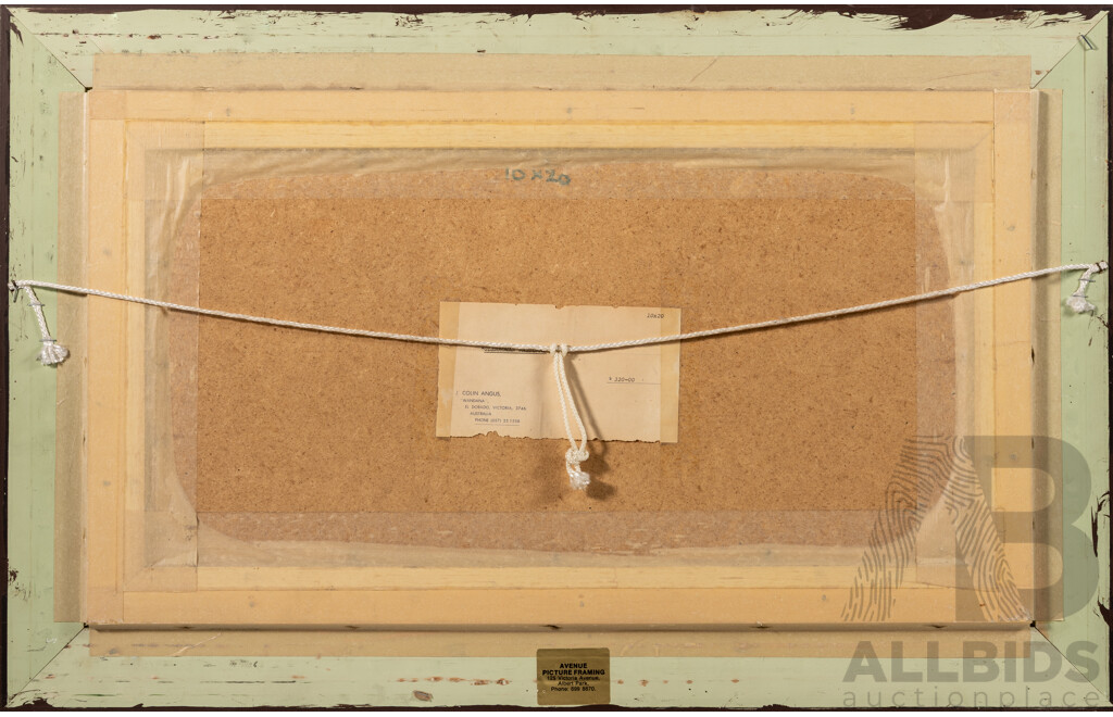 J Colin Angus (20th Century, Australian, 1907-2002) Glenrowan Pastoral (1982), Original Oil on Board, 44 x 69 cm (frame)