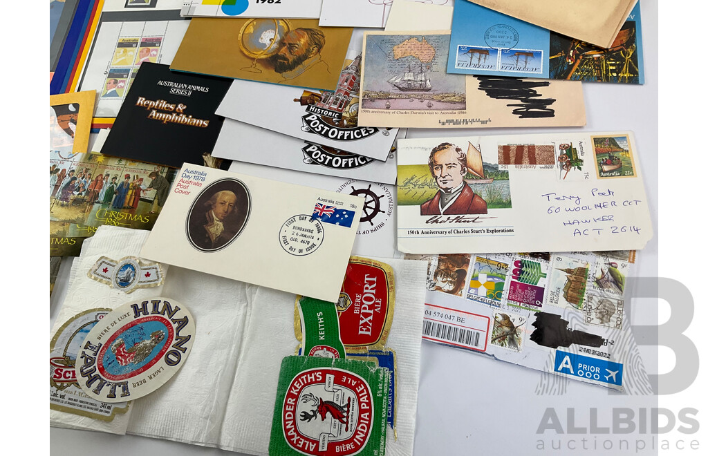 Australian Stamp Packs and First Day Covers Including Selected Issues 1980, Aboriginal Culture Music and Dance, Test Cricket Centenary