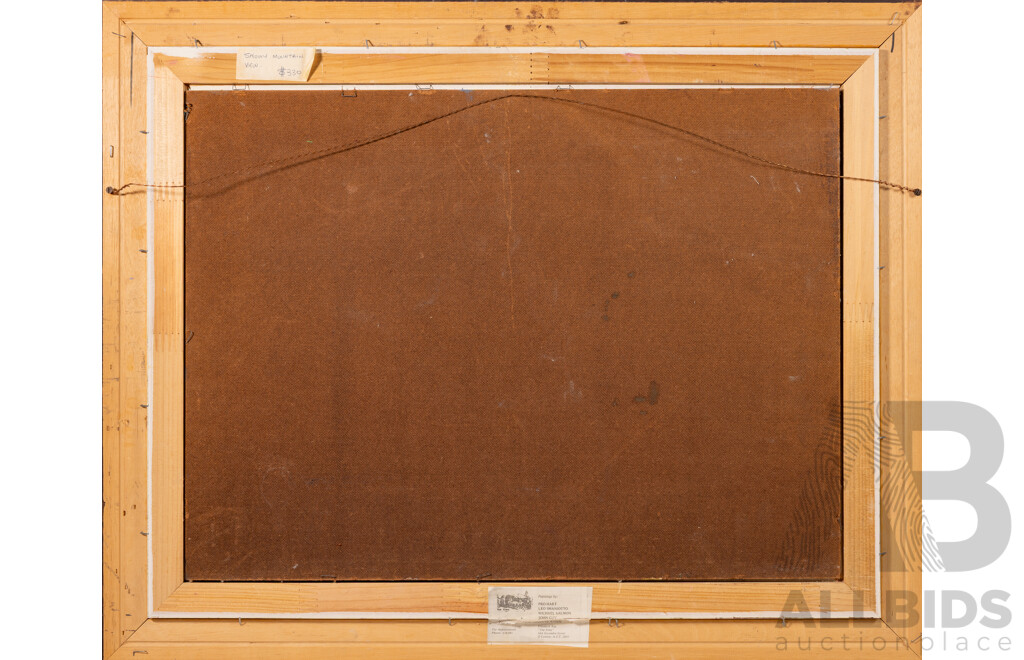 John Sharman (20th Century, Australian, 1939-), Snowy Mountain View, Lovely Original Oil on Canvas Board, 63 x 78 cm (frame)