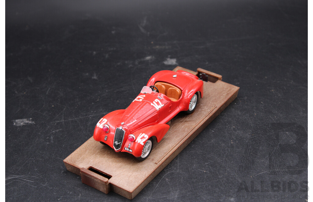 Three Brumm 1:43 Model Cars Fiat MEFISTOFELE 1924 , Bugatti Hp230, 1938 Alfa Romeo