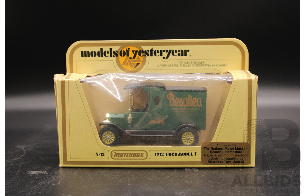 Four Vintage Matchbox Models of Yesteryear 1945 MG-TC, 1938 Lagonda, 1928 Mercedes SS, 1912 Ford Model T