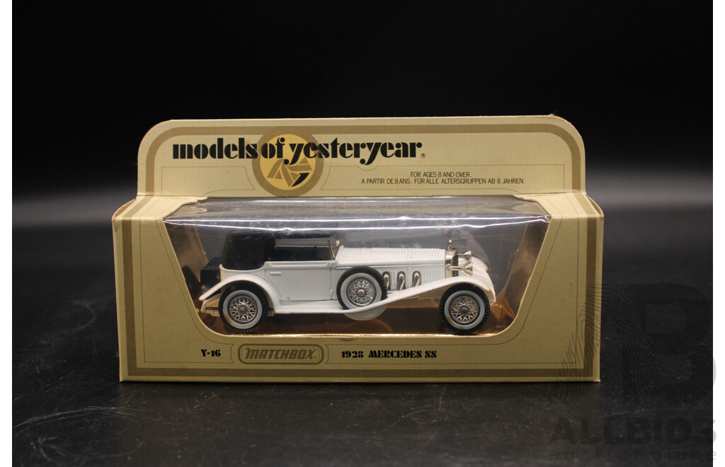 Four Vintage Matchbox Models of Yesteryear 1945 MG-TC, 1938 Lagonda, 1928 Mercedes SS, 1912 Ford Model T