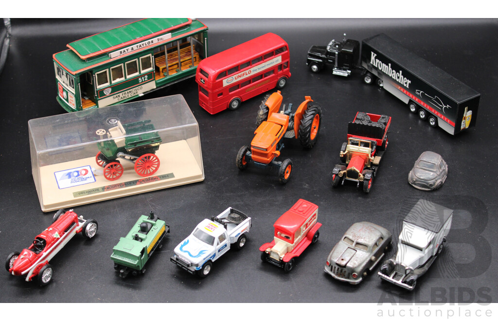 Collection of Cable Cars, Trucks, and Diecast Models