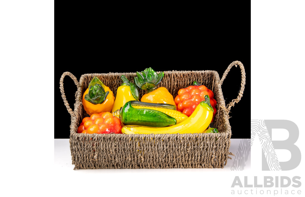 Collection Retro Glass Fruit Including Aubergine, Grapes and More