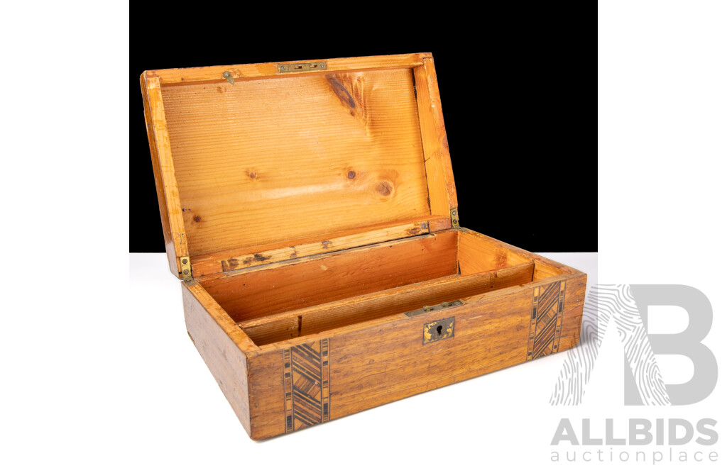 Antique Late Victorian English Tunbridge Ware Document Box