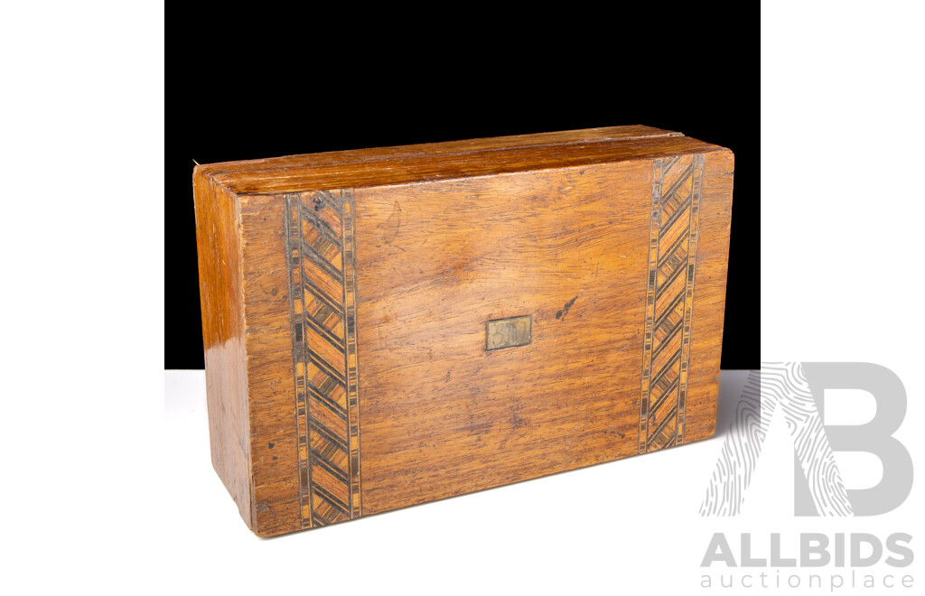 Antique Late Victorian English Tunbridge Ware Document Box