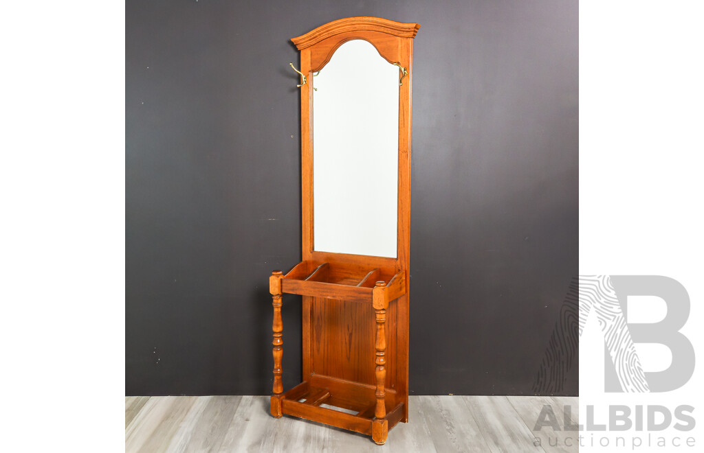 Modern Timber Mirrored Back Hall Stand