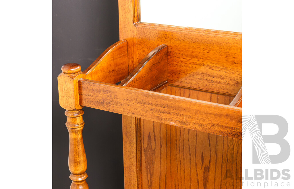 Modern Timber Mirrored Back Hall Stand