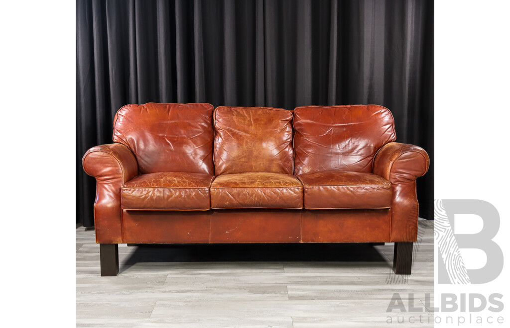 Oversized Leather Two Seater Lounge by Moran