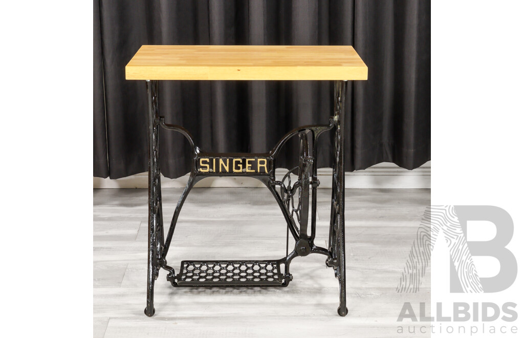 Vintage Singer Treadle Base Table Base with New Top