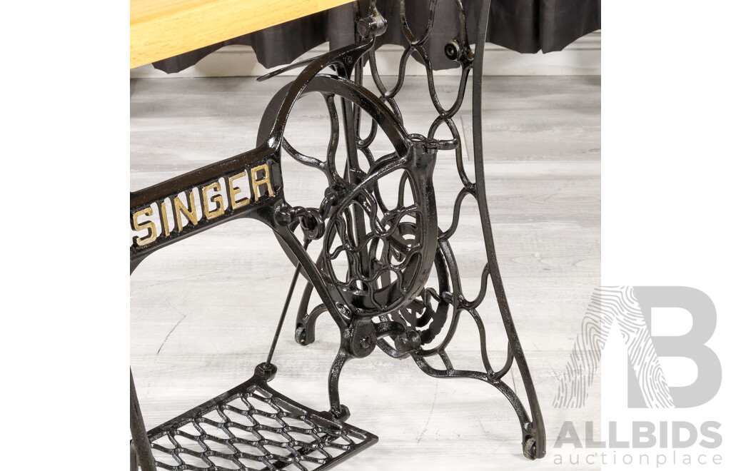 Vintage Singer Treadle Base Table Base with New Top