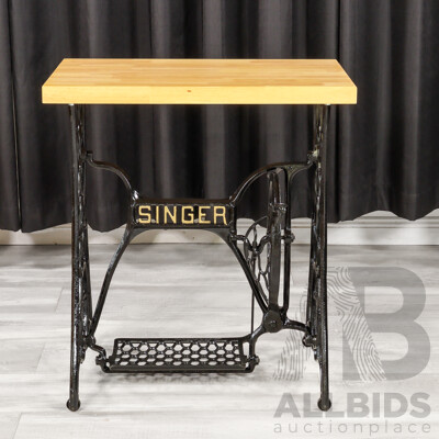 Vintage Singer Treadle Base Table Base with New Top Vintage Singer Treadle Base Table Base with New Top