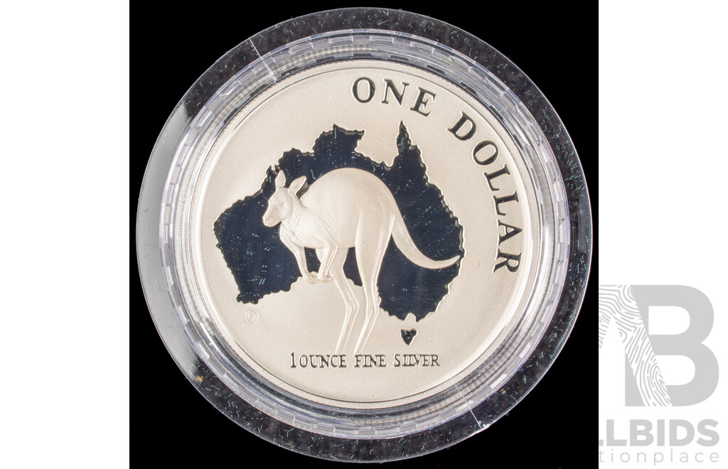 Australian 2000 RAM $1 Fine Silver Roo PROOF Coin, 1 Troy Ounce.