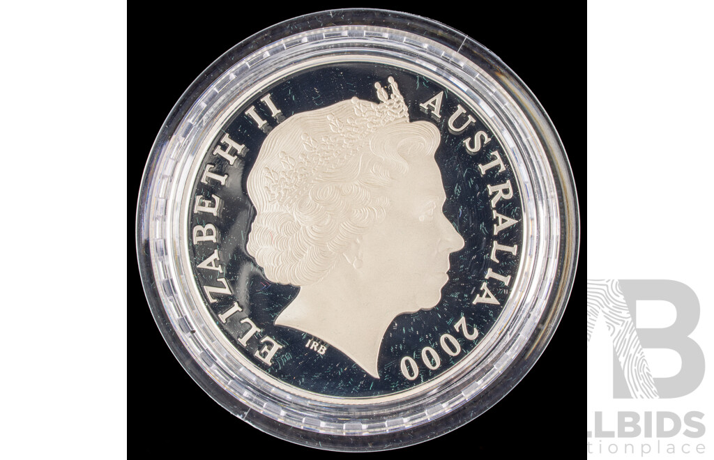 Australian 2000 RAM $1 Fine Silver Roo PROOF Coin, 1 Troy Ounce.
