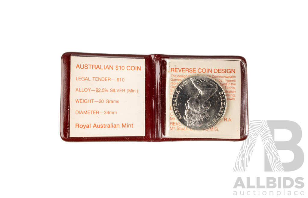 Australian 1982 $10 Sterling Silver Coin. Brisbane Commonwealth Games.