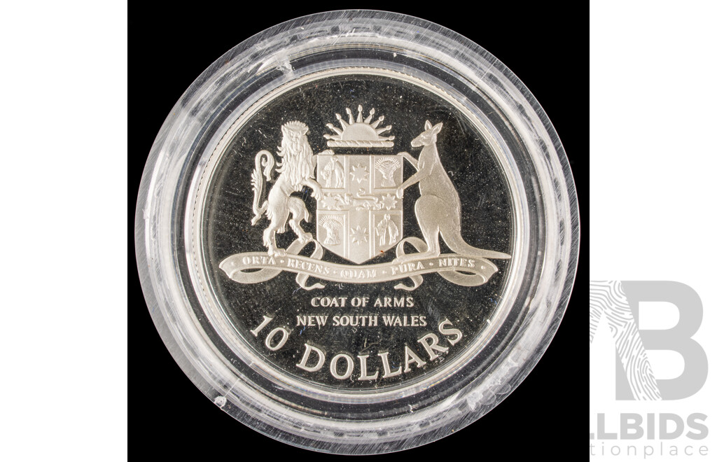 Australian 1987 $10 PROOF Coin, 20 Grams, State Series NSW.