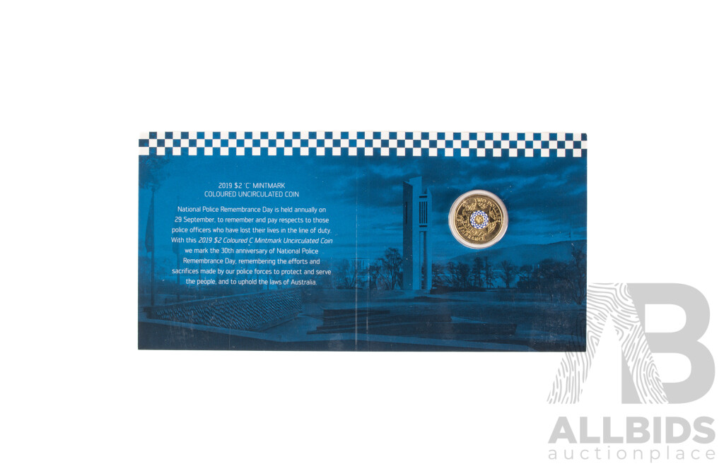 Australian 2019 $2 Coloured Coin, National Police Rememberance Day.
