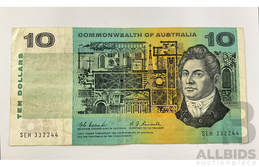 Australian 1967 Coombs Randall $10 Note R302 SEH 332244.